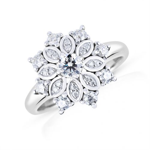 Goyel Crystal Snowflake Ring